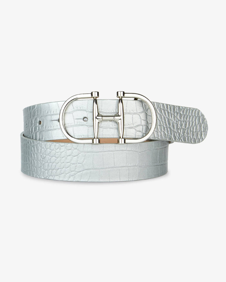 Brave Kasi Leather Belt in Crystal Grey with Silver Buckle Kasi Pebbled BRAVE Leather Belt -- Custom Made for You main image 3