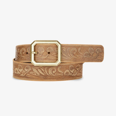 Women's Medium Brown 1.5 Leather Belt  Steel or Brass Horseshoe Buckl -  Scottsdale Belt Company
