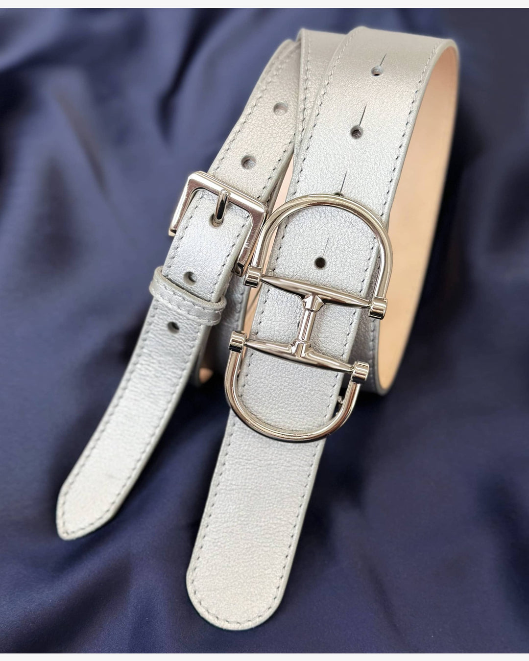 Brave Kasi Leather Belt in Crystal Grey with Silver Buckle Kasi Pebbled BRAVE Leather Belt -- Custom Made for You main image 4