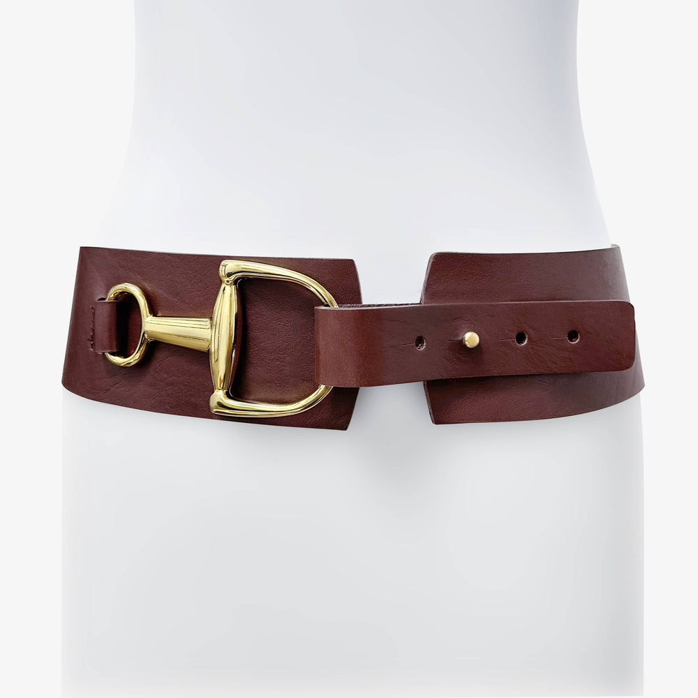 wide brown belt for dress Cuyana Women's Wide Leather Belt in Chestnut main image 0